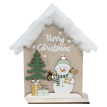 Dekoartikel Winterhütte mit Schneemann