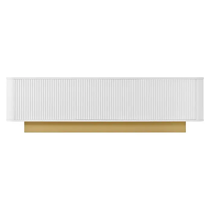 SONNENH Kommode 170 x 40,5 x 47 cm, Weiß -  - Weißer geriffelter Schrank mit goldenem Sockel.