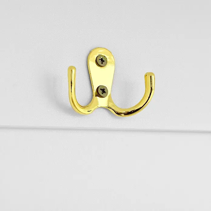 SONNENH Kompaktgarderobe 105 x 40 x 180 cm, 7 Fächer, Natur/Weiß -  - Glänzender goldener Doppel-Kleiderhaken, mit zwei Schrauben befestigt.