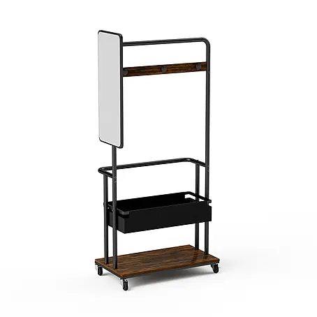 SONNENH Garderobe 70 x 40 x 170 cm, 1 Ablage, Schwarz/Braun