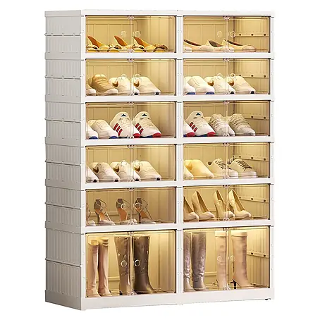 SONNENH Schuhschrank 87,12 x 34,54 x 116,84 cm, 6 Ebenen, Weiß
