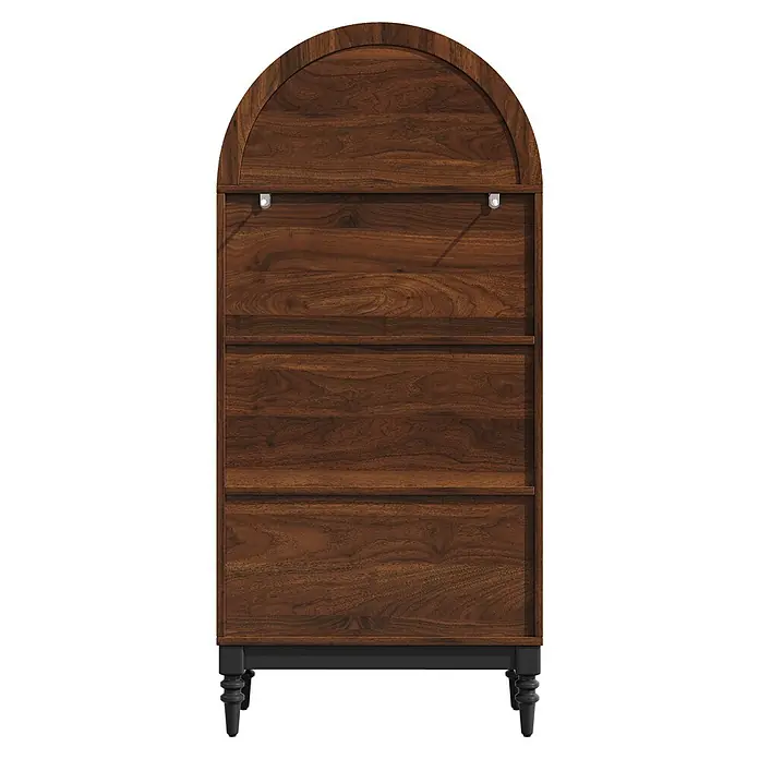 SONNENH Schrank-Set 152 x 38,5 x 165 cm, Schwarz -  - Dunkler Holzschrank in Nussbaumoptik mit gewölbter Oberseite, mehreren Sektionen und schwarzen, geschnitzten Beinen.