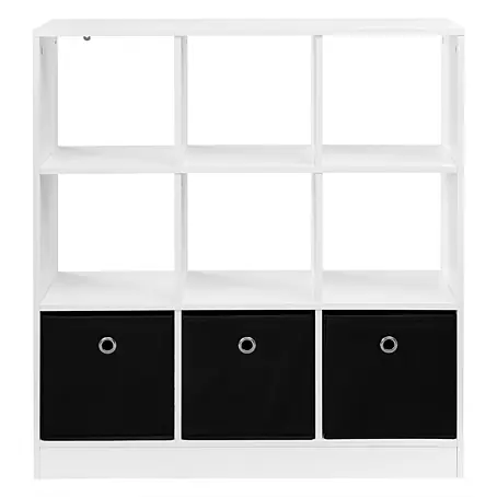 SONNENH Würfelregal 80 x 30 x 86,5 cm, 3 Schubladen, Schwarz/Weiß