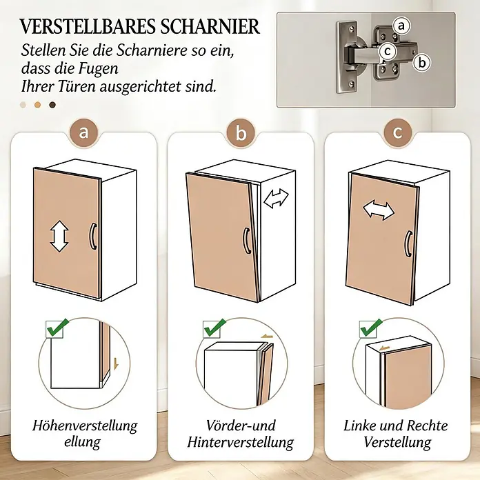 SONNENH Mikrowellenschrank 60 x 40 x 131 cm, Weiß -  - Verstellbares Schrankscharnier zur Höhen-, Tiefen- und Seitenverstellung von Schranktüren.