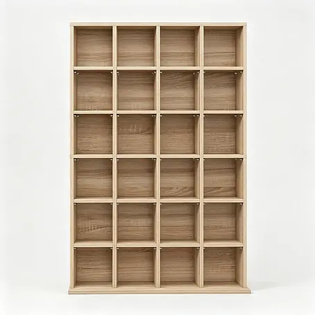 SONNENH CD-/DVD-Regal 89 x 20 x 130,5 cm, 24 Fächer, Natur