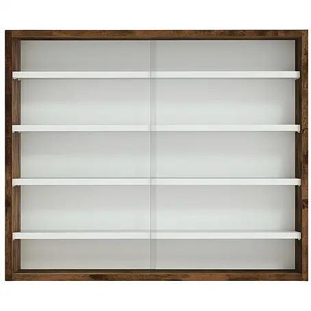 SONNENH Wandvitrine 80 x 9,5 x 60 cm, 5 Einlegeböden, Braun/Weiß