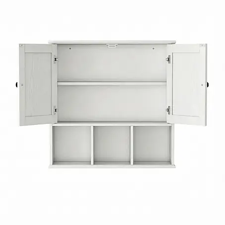 SONNENH Hängeschrank 60 x 19,5 x 60 cm, 3 offene Fächer, Weiß