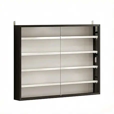 SONNENH Hängeschrank 80 x 9,5 x 60 cm, 5 Fächer, Schwarz/Weiß