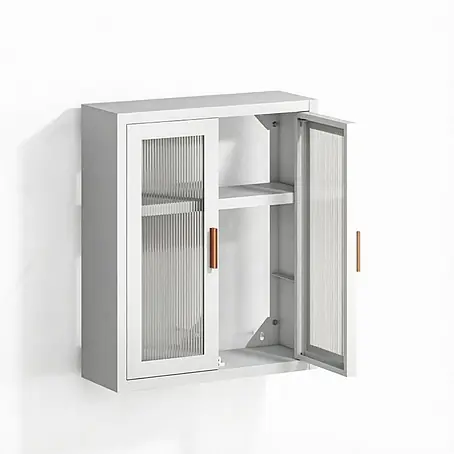 SONNENH Hängeschrank 40 x 14 x 50 cm, 2 Ebenen, Weiß