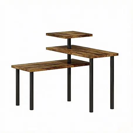 SONNENH Tischregal 40 x 18 x 36,5 cm, 3 Ebenen, Schwarz/Braun