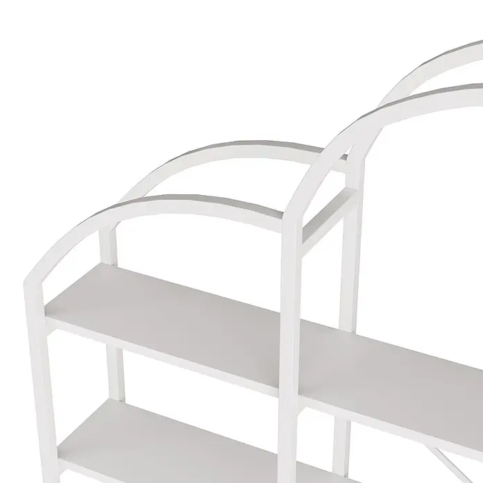 SONNENH Metallregal 170 x 26 x 190 cm, 5 Ebenen, Weiß -  - Weißes Regal mit gewölbtem Oberteil und mehreren Ablagen zur Präsentation und Aufbewahrung.