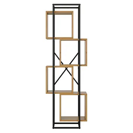 SONNENH Metallregal 59 x 30 x 180 cm, 4 Fächer, Schwarz/Braun