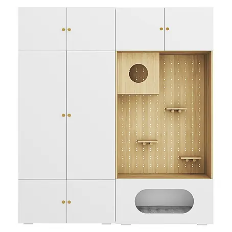 SONNENH Schrank-Set 180 x 50 x 202 cm, 1 Kleiderstange, Weiß/Holzoptik