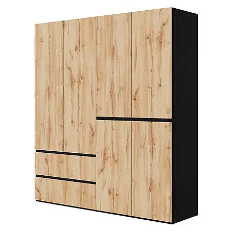 SONNENH Kleiderschrank 180 x 50 x 200 cm, 5 Schubladen, Holzoptik