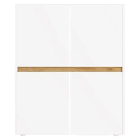SONNENH Aktenschrank 90 x 40 x 110 cm, 8 Fächer, Weiß/Eichenoptik