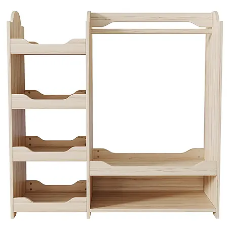 SONNENH Kinderkleiderschrank 110 x 39 x 110 cm, 4 Seitenablagen, Natur