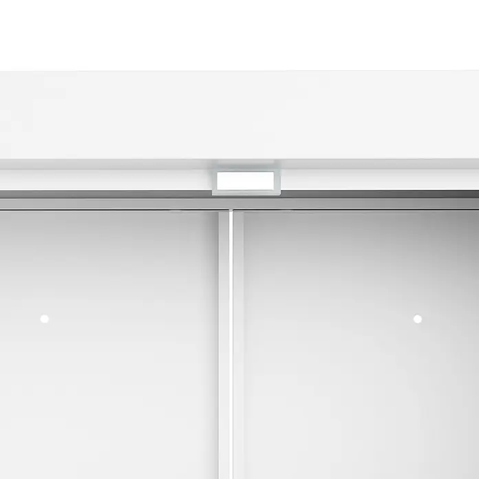 SONNENH Metallschrank 60 x 30 x 120 cm, 3 Böden, Weiß -  - Weißen Schiebetürenschrank mit zwei Türen und einer Leuchte darüber.