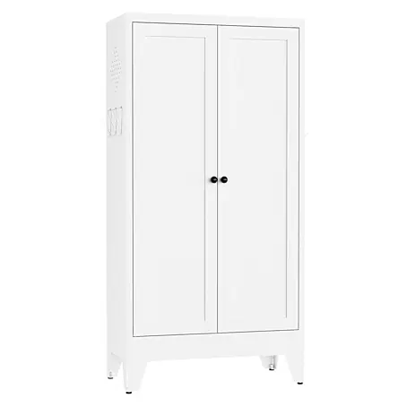 SONNENH Metallschrank 60 x 30 x 120 cm, 3 Böden, Weiß