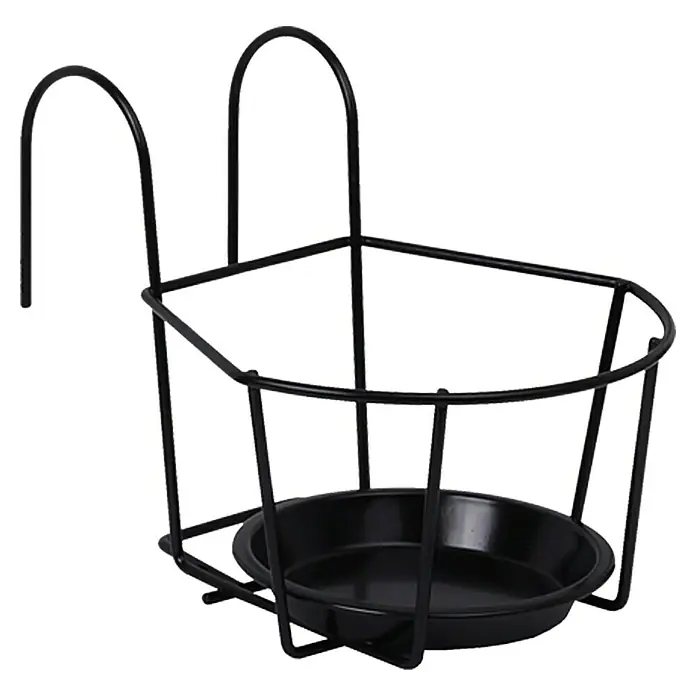 A.H.G. Soporte para maceta Wales I - 19 x 24 x 19 cm, Negro - Jardinera de balcón de metal negro con ganchos para colgar fácilmente. Ideal para plantas pequeñas y hierbas.