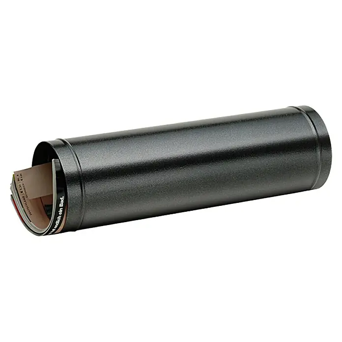 Portaferm Zeitungsbox PF 60 - Schwarz - Eine schwarze Dokumentenrolle zur Aufbewahrung von Dokumenten und Zeitungen, mit einem Zeitungsstück, das herausragt, ideal für den Versand.