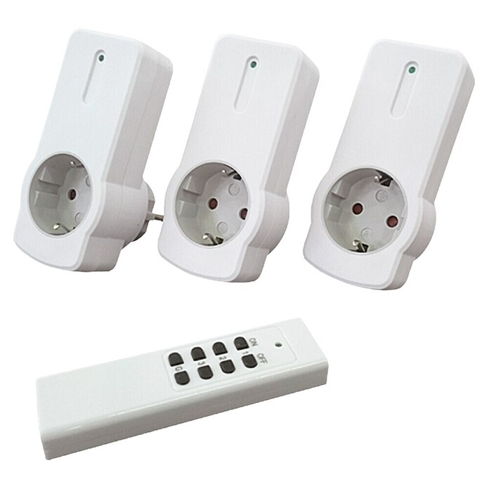 Voltomat Set de enchufes inalámbricos 3+1 (Blanco, Alcance: 25 m, Potencia de conexión máx.: 1.000 W)