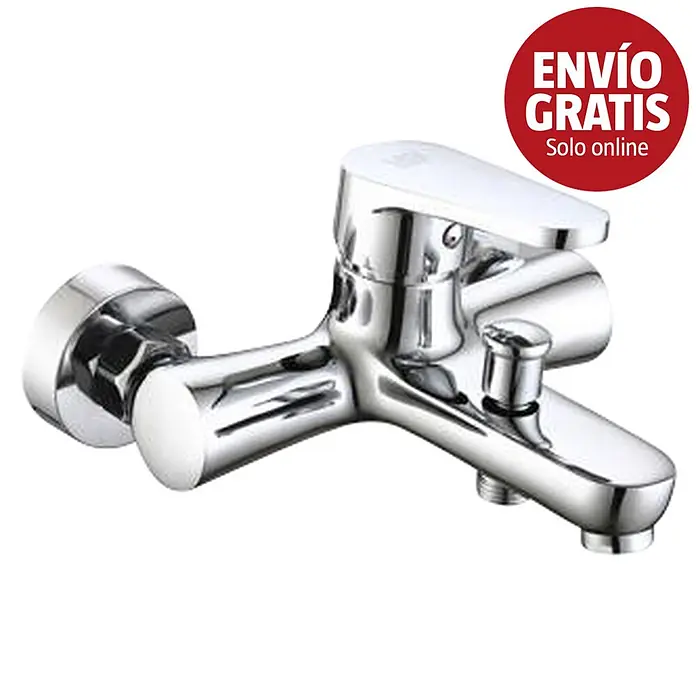 Universal de Grifería Grifo monomando de bañera Bidasoa - Cromo, Resplandeciente - Grifo mezclador monomando cromado brillante para bañera/ducha de pared, con desviador.