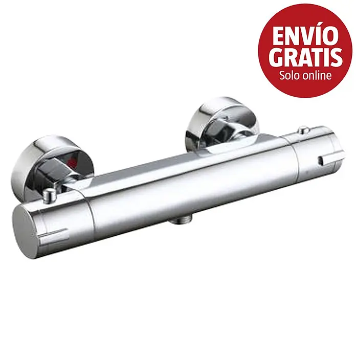 Universal de Grifería New Design Grifo con termostato - Ancho: 26 cm, Cromo, Resplandeciente - Grifo termostático de ducha cromado con dos mandos de control para pared.