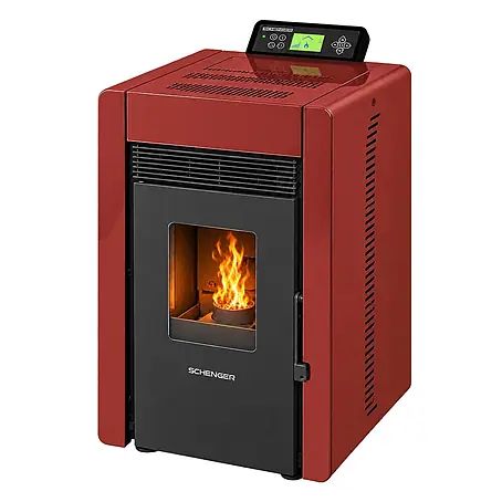 SCHENGER Pelletofen HLP3402 rot 5,5 kW A++ Vollautomatisch WLAN