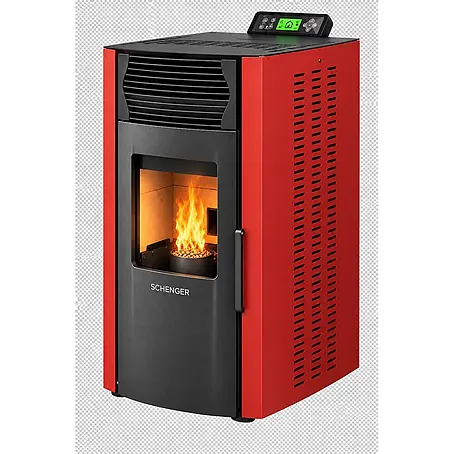 SCHENGER Pelletofen HP51 rot 8,8 kW A++ Vollautomatisch WLAN