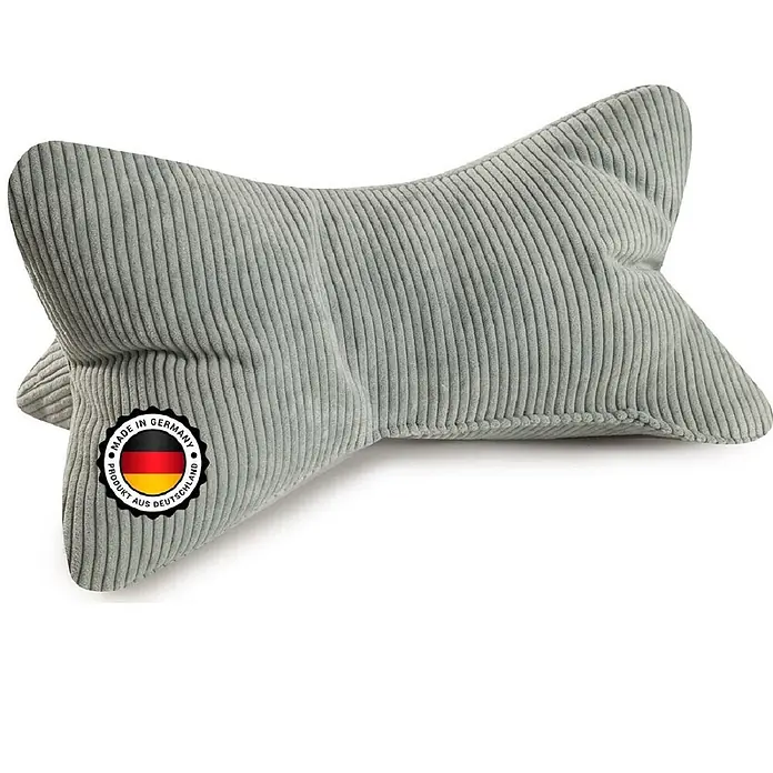 Leseknochen Selma Cord Look mint -  - Hellgraues Rippenstoff-Nackenkissen.