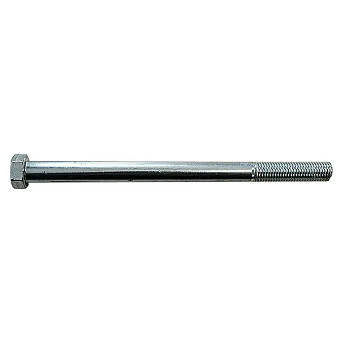 Sechskantschraube - Geeignet für: 130 mm breite Kielrolle, Länge: 160 mm, M 16, Stahl - Nahaufnahme einer langen, silberfarbenen Sechskantschraube mit Gewinde.