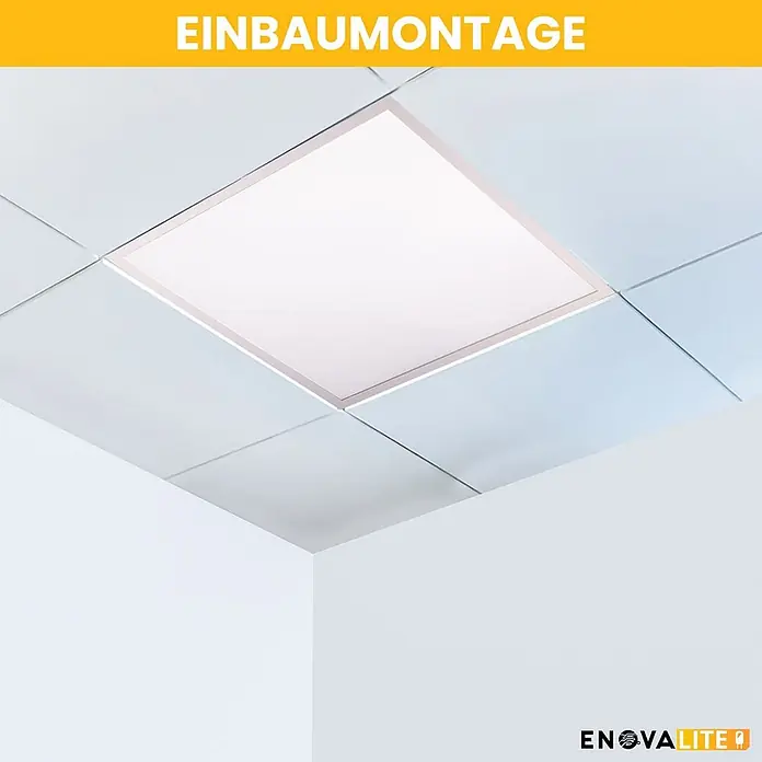 ENOVALITE LED Panel 36 W 4000 K neutralweiß -  - Weißes quadratisches LED-Panel bündig in einer Rasterdecke montiert, leuchtet den Raum aus.