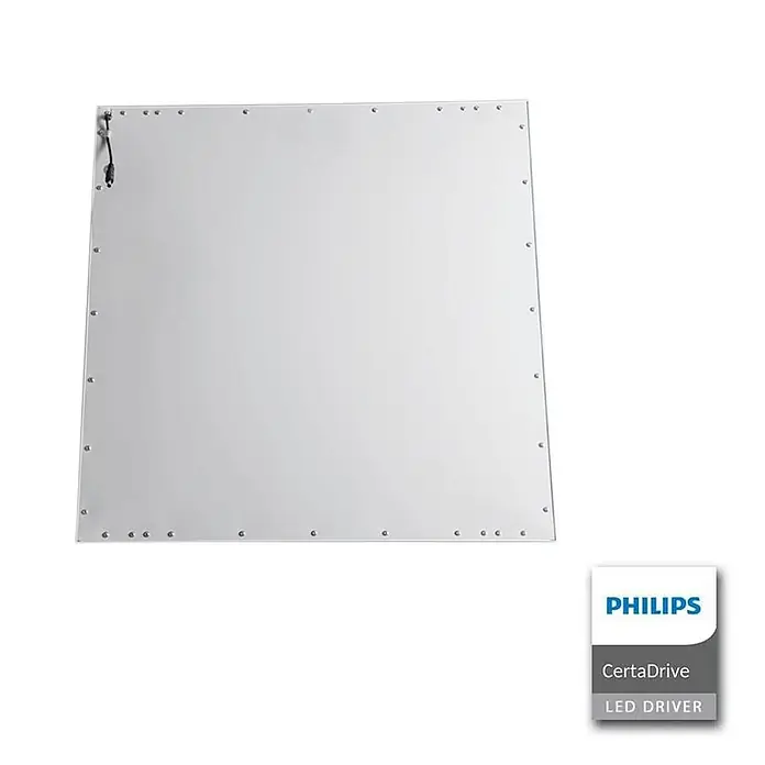 ENOVALITE LED Panel 36 W 4000 K neutralweiß -  - Silbernes rechteckiges LED-Lichtpanel mit sichtbaren Befestigungen, einem Stromanschluss und einem Philips CertaDrive LED Driver Logo.