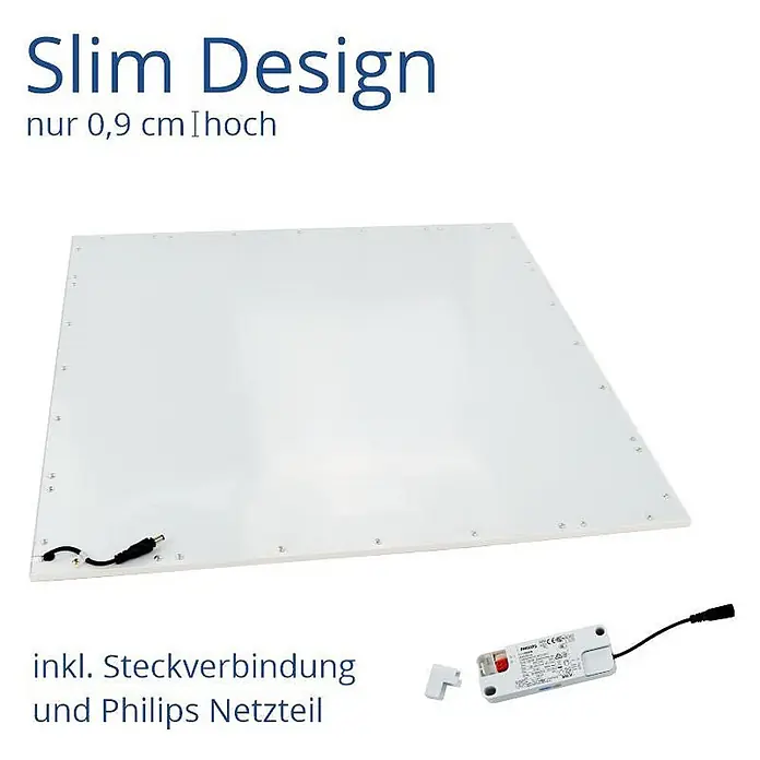 ENOVALITE LED Panel 36 W 4000 K neutralweiß -  - Weißes, ultradünnes LED-Panel (0,9 cm hoch) mit Philips Netzteil und Steckverbindung.