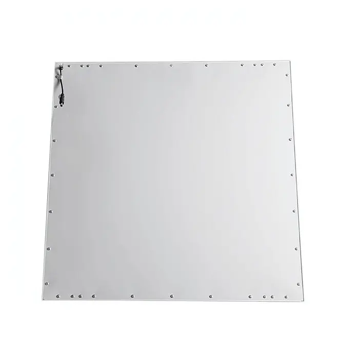 ENOVALITE LED Panel 18 W 6000 K einstellbar in warm-, neutral- und kaltweiß - CCT - Rechteckige silberne LED-Paneelrückseite mit Befestigungselementen und Stromkabel.
