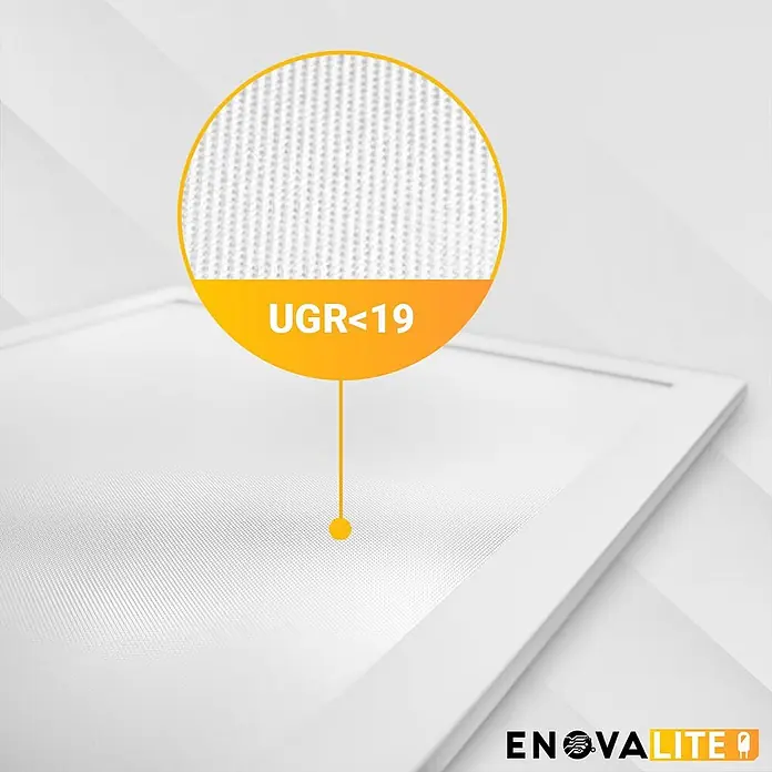ENOVALITE LED Panel 36 W 4000 K neutralweiß -  - Weißes rechteckiges LED-Panel mit texturierter Oberfläche, hebt UGR<19 für reduzierte Blendung hervor.