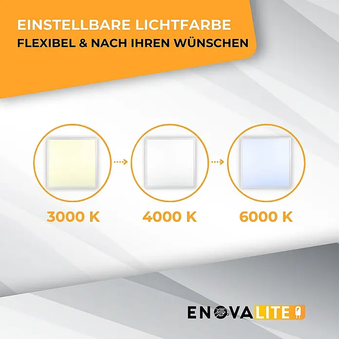 ENOVALITE LED Panel 36 W 3000 K, 4000 K, 6000 K einstellbar in warm-, neutral- und kaltweiß - CCT