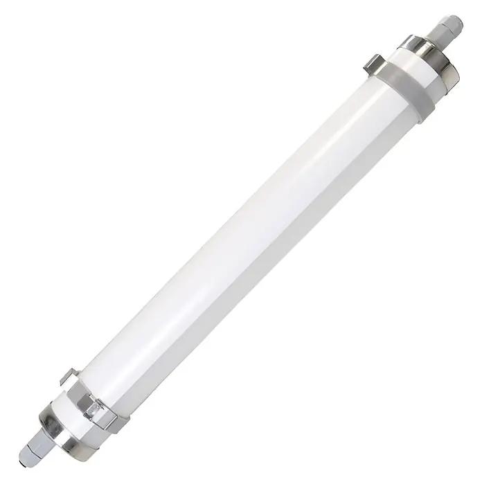 ENOVALITE LED Feuchtraumleuchte 18 W 4000 K neutralweiß -  - Robustes weißes LED-Röhrenlicht mit silbernen Montageklammern und versiegelten Enden.