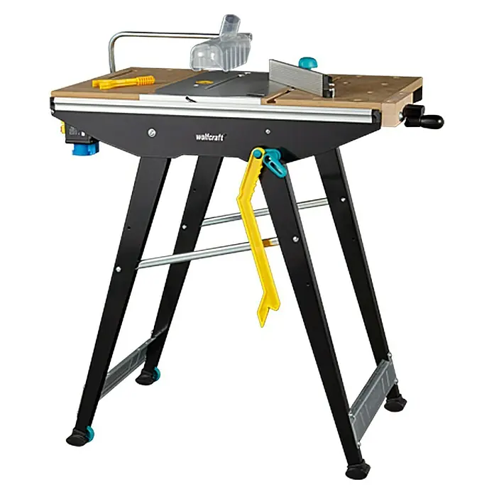 Wolfcraft Master Cut Werkbank 1500 - Arbeitshöhe: 865 mm, Belastbarkeit: 200 kg - Wolfcraft Tischkreissäge auf einem stabilen, höhenverstellbaren Untergestell für präzise Schnitte in Werkstücken.