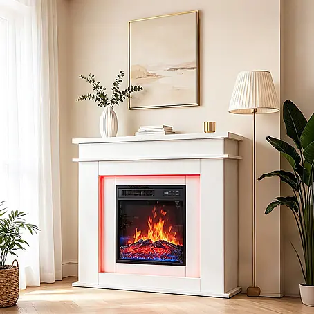 HOMAVO Elektrischer Ambiente-Kamin 900/1800W Heizfunktion Timer