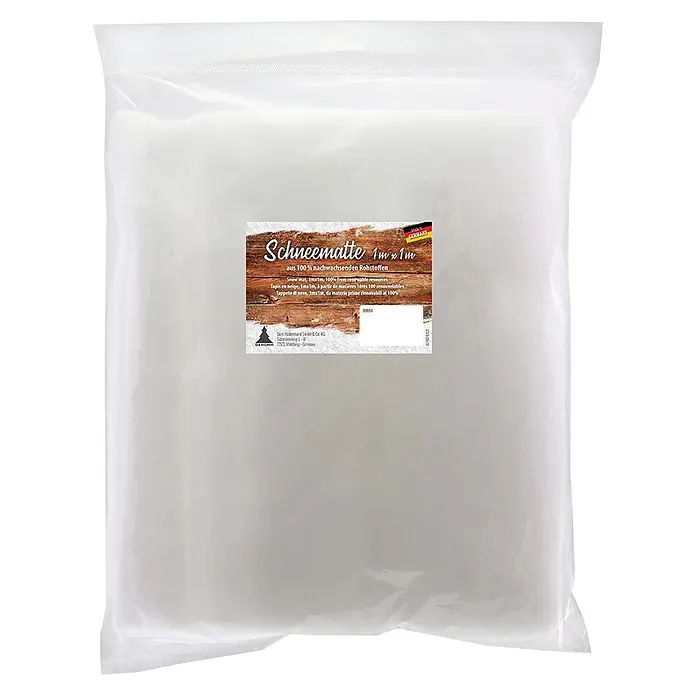 Geroma Deko-Schnee Matte - Weiß, L x B x H: 45 x 35 x 7 cm - Weiße Schneematte (1m x 1m) aus nachwachsenden Rohstoffen, verpackt in transparenter Plastiktüte.