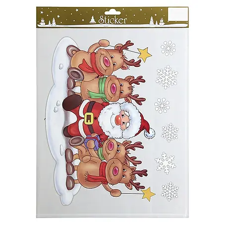 Geroma  Fenstersticker Weihnachtsmann & Rentiere