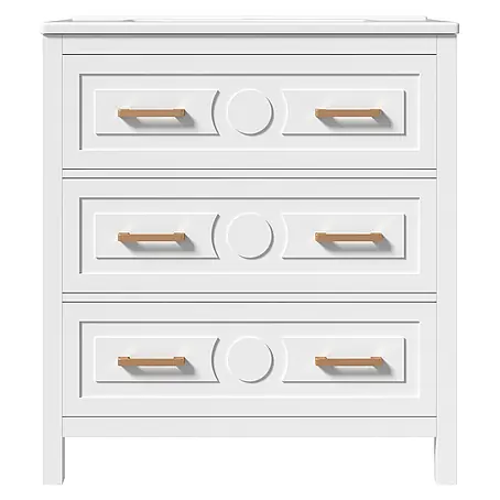 SONNENH Waschtisch-Set, 76,5 cm, 3 Schubladen, Weiß/Gold