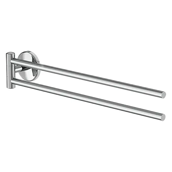 Lenz Flame Handtuchhalter - 2-armig, Silber, Breite: 60 mm - Handtuchhalter aus Chrom mit zwei schwenkbaren Armen für Badezimmer oder Gästetoilette. Praktisch und platzsparend.