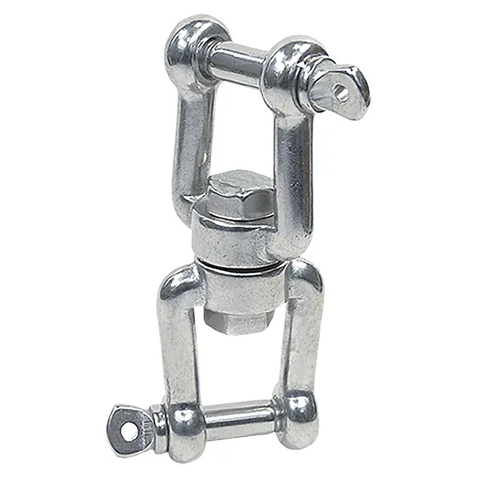 Wirbelschäkel - Durchmesser Bolzen: 5 mm, Bruchlast: 600 kg, Gabel-Gabel, Edelstahl, A4 - Diagonale Ansicht