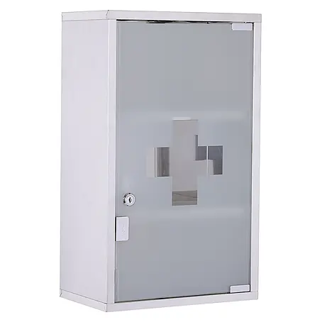 SONNENH Medizinschrank Edelstahl mit Schloss, 30 x 18 x 50 cm