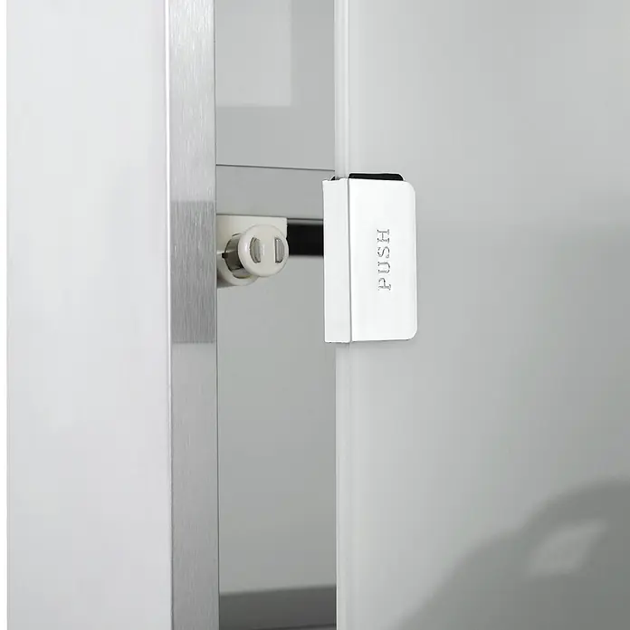 SONNENH Medizinschrank Edelstahl mit Schloss, 30 x 12 x 60 cm -  - Weißer Push-to-open-Mechanismus mit "PUSH"-Aufschrift und Rollverschluss für Schiebetüren oder Schränke.