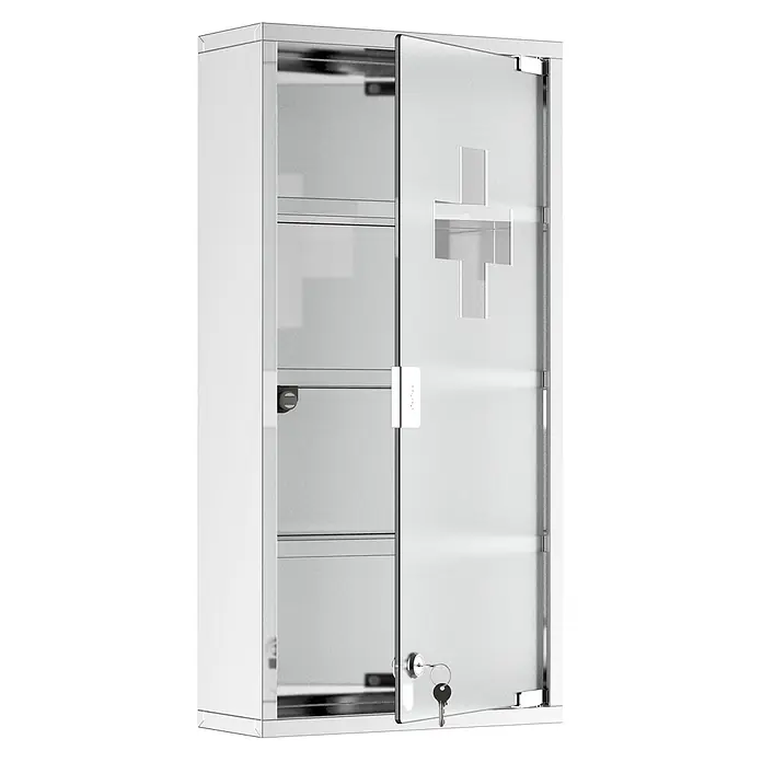 SONNENH Medizinschrank Edelstahl mit Schloss, 30 x 12 x 60 cm - 
