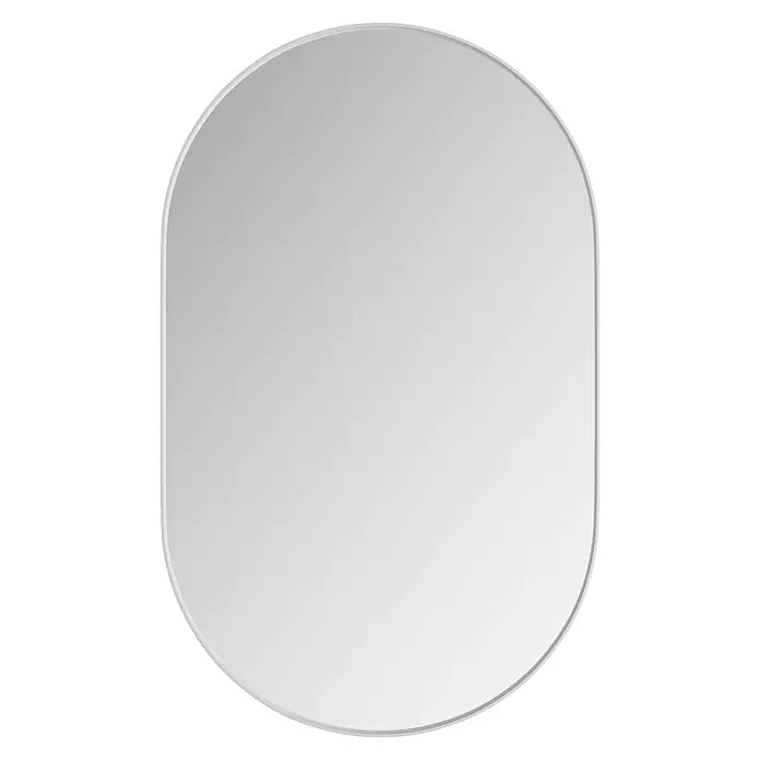 SONNENH Spiegelschrank, weiß, oval 51,5 x 85 cm -  - Ovaler Spiegel mit dünnem weißem Rahmen.