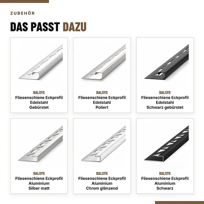 Dalsys Endstück Quadratprofil 10mm Edelstahl Schwarz Gebürstet -  - DALSYS Fliesenschienen-Eckprofile: Edelstahl (gebürstet, poliert, schwarz gebürstet) und Aluminium (silber matt, chrom glänzend, schwarz).